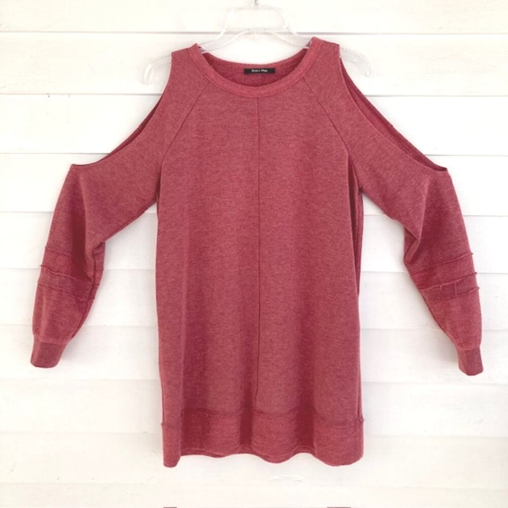 Anthropologie Doe & Rae NEW Cold Shoulder Knit Sweatshirt Jersey Tunic Top M